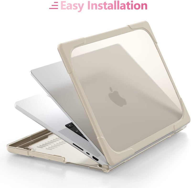 Batianda Heavy Duty Case for New MacBook Pro 14 Inch 2025 M5 M4 M3 M2 Pro/Max Chip- Ergonomic Foldable Kickstand (Holds 22lbs/Zero Wobble) Matte Translucent Rugged Armor Cover with Spare Parts, Khaki - Image 5